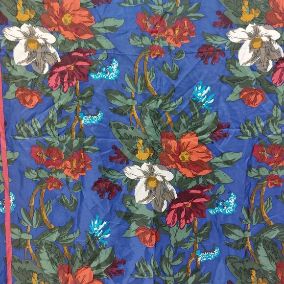 Perry Ellis Silk Floral Flower Scarf 35x35 Japan Red Blue - Picture 11 of 12